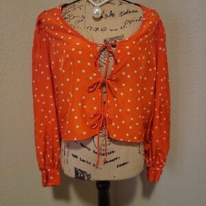 (NWT) Levi's Red Polka Dot Blouse with Tie Front